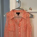 AB Studio Sz S Fabulous Sleeveless Blouse Button Down Shirt Coral & White Photo 2