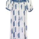 Daughters of India Mishka Boho Maxi Dress Azure Blue & White Cotton Size Medium Photo 2