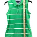 Tommy Hilfiger  Polo Womens M Green White Striped Sleeveless Golf Shirt Top Y2K Photo 6