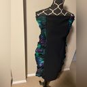 Carmen Marc Valvo EUC  Ruched Cocktail Strapless Dress Black/Peacock Size 10 Photo 1