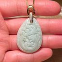 Sterling Silver NWOT Carved Light Green Jade 925 Gold Vermeil Over  Necklace Photo 11