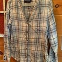 Calvin Klein Jeans  Plaid Cotton V Neck Button Up Shirt  Top Size large Photo 0