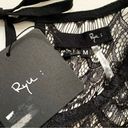 Ryu  Cream Polka Dot Tulle Black Lace Long Sleeve Blouse Top Size M Photo 3