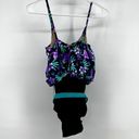 L.L.Bean Vintage  One Piece Swimsuit Freeport, Maine Floral Tank Belted Purple L Photo 4