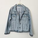 Good American [] Light Wash Studded Distressed Oversized Denim Jacket Sz Large L Photo 1