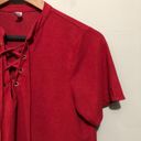 Z Supply  Short Sleeve Criss-Cross Tie Neck Blouse Maroon Size Medium Photo 1