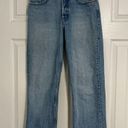 ZARA  High Rise Straight Leg Raw Hem Button Fly Jeans Photo 1