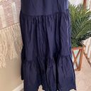 Jason Wu Dress Cotton Tiered Embroidered Scallop Hem Midi Navy Medium MSRP $248 Photo 2