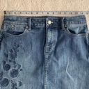 Talbots Petite Embroidered Floral Detail A-Line Medium Wash Denim Jean Skirt Photo 7