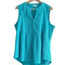 Westport  Crochet Eyelet Tank Teal Blue Button Front Plus Size XL Photo 0