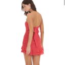 Lucy in the Sky Crepe Ruched Bodycon Dress in Red Coral Photo 1