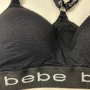 Bebe Racerback Style Adjustable Straps Sports Bra Firm Cups Black Sz Lg Photo 1