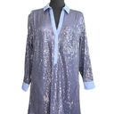 Pilcro  Long-Sleeve Sequin Mini Shirt Blue Dress. | Small Photo 2