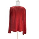 White House | Black Market  2 Tone Red Snakeskin Print Long Elastic Sleeve V-Neck M Photo 2