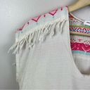 Amanda Uprichard  Embroidered Fringe Shirt Top Size Large Cropped Ivory Boho Photo 3