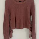 Moon & Madison Brown Knit Lace Up Sides Sweater Photo 1