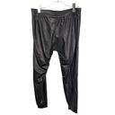 Commando  Revolve Faux Leather Joggers Black Pockets Made in USA Size Large Photo 2