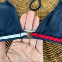 Tommy Hilfiger Vtg Y2K  Navy Colorblock Bikini Top Triangle Halter Tie Sz Large Photo 4