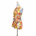 W By Worth Women's  Sz 8 Floral Mod Top Sleeveless Colared Belted Button Blouse Photo 2