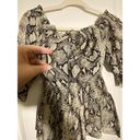 L'AGENCE  Snake Print Off Shoulder Smocked Waist 3/4‎ Sleeve Blouse Women's XS Photo 2