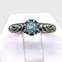 Sterling Silver Handcrafted Genuine Blue Topaz Ring - Sz 9 Photo 4