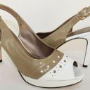 Van Eli Vitula White Taupe Leather Platform Heels Size 10 Photo 0