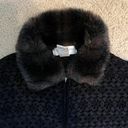 Jones New York Black zip up jacket with dark brown fur color never worn  Photo 2