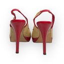 Bebe  ᪥ Katie Straw Platform Slingback Heeled Sandals ᪥ Red Leather ᪥ Size 6M ᪥ Photo 3