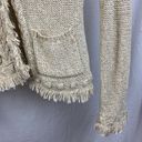 J. McLaughlin  Tan & Gold Fringe Woven Long Sleeve Cardigan Jacket XS Photo 2