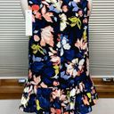 Parker Adyson  NWT Black Blue Floral Sleeveless Peplum Top Size Small Photo 3