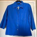 Harvé Benard NWOT Harve Benard Royal Blue w White Stitching Button Down Blouse L Photo 0