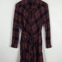 ALLSAINTS  Tala Red Check Plaid Asymmetric Hem Button Shirt Dress XS Photo 2