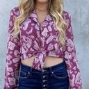 Honey Punch  Burgundy Paisley‎ Print Wrap Tie Crop Top Photo 0