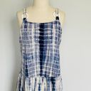 Angie  Blue White Tie Dye Tiered Midi Dress Photo 6