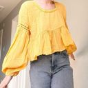 Bohme  Yellow Cropped Peplum Blouse Photo 0