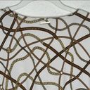 Michael Kors  Chain Link Print Blouse Smocked Waist Size Large Photo 5