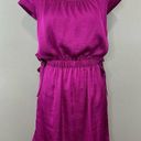 Banana Republic  Pink Silky Cap Sleeve Shirred Waist Side Tie Dress Pockets Sz 4 Photo 0