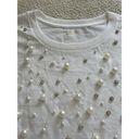 Kate Spade  Pearl Rhinestone Embellished T-Shirt White Size L Photo 8