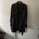 Tahari  Black Ruffle Detail Trench Coat Photo 2