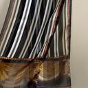 Liz Claiborne Vtg  silk Scarf rectangular neck hair 10“ x 52” Gold cord Striped Photo 3