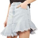 Topshop New  Moto Asymmetrical Raw Hem Denim Skirt Light‎ Wash Womens Size 6 Photo 2