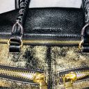 Aimee Kestenberg  Leather Gold/Black Satchel Handbag Photo 5