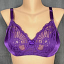 Second Skin Vintage Lilyette Bra 34C  Satin Sheer Lace Purple Unlined 878 USA Photo 0