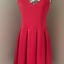 Soprano  Women's V Neck Spaghetti Strap Red Fit to Flare Pleat Dress Size L. Photo 1