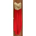 B Darlin  Strapless Red and Gold Sequin Top High Low Dress Photo 3