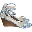 Kelly & Katie  Women's Shoes Sz 9.5 Wedge Sandals Blue White Striped Ankle Strap Photo 5