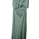 Hello Molly  Women 4 Green Linen Jumpsuit Crop Wide Leg Front Tie Stretch Casual Photo 1