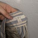 The Loft  Cream & Blue Stripe Marisa Linen Blend Crop Pants Size 4 Photo 7