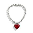 Boutique Y2K Chunky Red Heart Silver Ball Chain Necklace  Photo 4