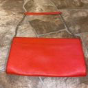 DKNY  Orange Genuine Leather Gold Chain Strap Shoulder Bag Photo 5